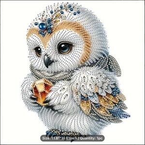 NWT DIAMOND ART BABY SNOW OWL SIZE 11.8” x 11.8”.  GREAT GIFT IDEA